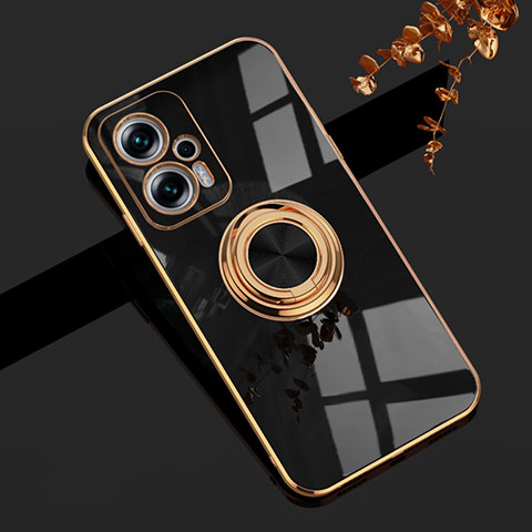 Coque Ultra Fine Silicone Souple Housse Etui avec Support Bague Anneau Aimante Magnetique AN1 pour Xiaomi Poco X4 GT 5G Noir