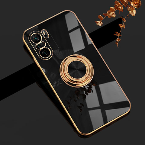 Coque Ultra Fine Silicone Souple Housse Etui avec Support Bague Anneau Aimante Magnetique AN1 pour Xiaomi Redmi K40 5G Noir