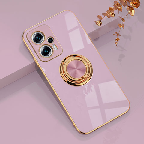 Coque Ultra Fine Silicone Souple Housse Etui avec Support Bague Anneau Aimante Magnetique AN1 pour Xiaomi Redmi K50i 5G Violet Clair