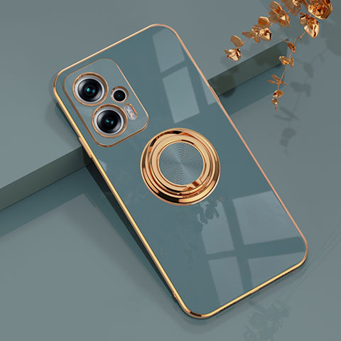 Coque Ultra Fine Silicone Souple Housse Etui avec Support Bague Anneau Aimante Magnetique AN1 pour Xiaomi Redmi Note 11T Pro+ Plus 5G Gris Lavende