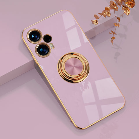 Coque Ultra Fine Silicone Souple Housse Etui avec Support Bague Anneau Aimante Magnetique AN1 pour Xiaomi Redmi Note 12 Turbo 5G Violet Clair