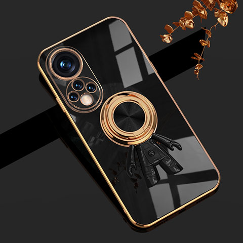 Coque Ultra Fine Silicone Souple Housse Etui avec Support Bague Anneau Aimante Magnetique AN2 pour Huawei Honor 50 Pro 5G Noir