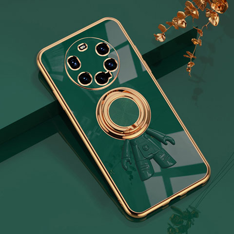 Coque Ultra Fine Silicone Souple Housse Etui avec Support Bague Anneau Aimante Magnetique AN2 pour Huawei Mate 40 Pro+ Plus Vert