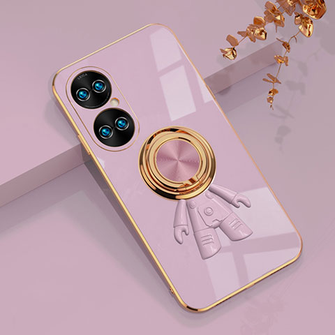 Coque Ultra Fine Silicone Souple Housse Etui avec Support Bague Anneau Aimante Magnetique AN2 pour Huawei P50 Pro Violet