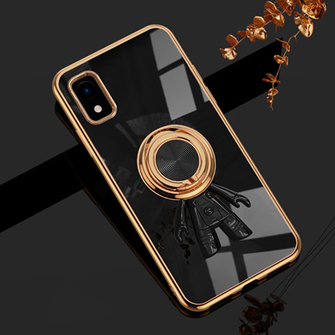 Coque Ultra Fine Silicone Souple Housse Etui avec Support Bague Anneau Aimante Magnetique AN2 pour Sharp Aquos wish3 Noir