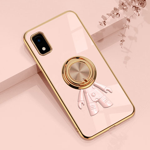 Coque Ultra Fine Silicone Souple Housse Etui avec Support Bague Anneau Aimante Magnetique AN2 pour Sharp Aquos wish3 Or Rose