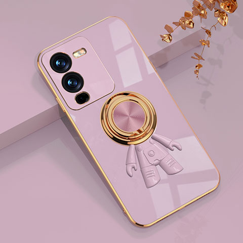 Coque Ultra Fine Silicone Souple Housse Etui avec Support Bague Anneau Aimante Magnetique AN2 pour Vivo V25 Pro 5G Violet