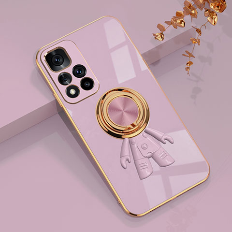 Coque Ultra Fine Silicone Souple Housse Etui avec Support Bague Anneau Aimante Magnetique AN2 pour Xiaomi Mi 11i 5G (2022) Violet