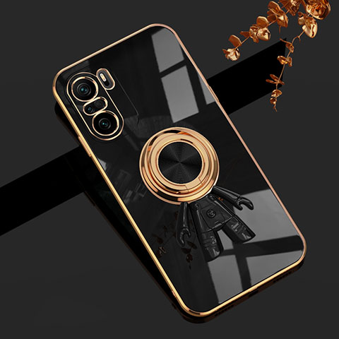 Coque Ultra Fine Silicone Souple Housse Etui avec Support Bague Anneau Aimante Magnetique AN2 pour Xiaomi Mi 11i 5G Noir