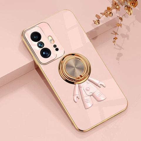 Coque Ultra Fine Silicone Souple Housse Etui avec Support Bague Anneau Aimante Magnetique AN2 pour Xiaomi Mi 11T 5G Rose