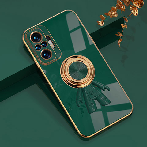 Coque Ultra Fine Silicone Souple Housse Etui avec Support Bague Anneau Aimante Magnetique AN2 pour Xiaomi Poco M5S Vert