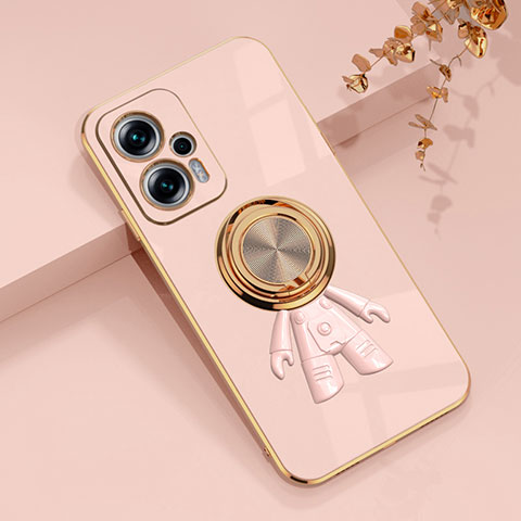 Coque Ultra Fine Silicone Souple Housse Etui avec Support Bague Anneau Aimante Magnetique AN2 pour Xiaomi Poco X4 GT 5G Rose