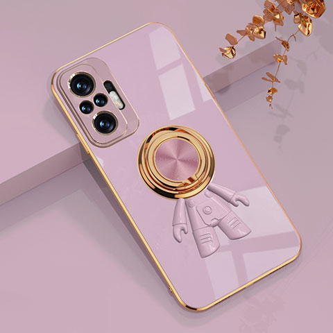 Coque Ultra Fine Silicone Souple Housse Etui avec Support Bague Anneau Aimante Magnetique AN2 pour Xiaomi Redmi Note 10 Pro 4G Violet