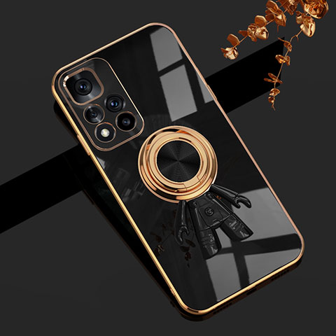 Coque Ultra Fine Silicone Souple Housse Etui avec Support Bague Anneau Aimante Magnetique AN2 pour Xiaomi Redmi Note 11 Pro+ Plus 5G Noir