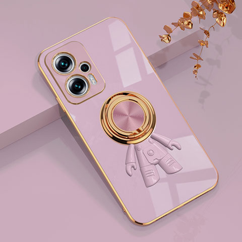 Coque Ultra Fine Silicone Souple Housse Etui avec Support Bague Anneau Aimante Magnetique AN2 pour Xiaomi Redmi Note 11T Pro+ Plus 5G Violet