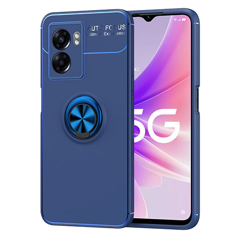 Coque Ultra Fine Silicone Souple Housse Etui avec Support Bague Anneau Aimante Magnetique JM1 pour OnePlus Nord N300 5G Bleu