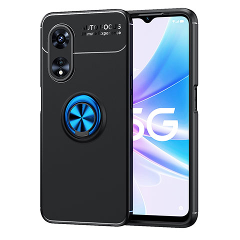 Coque Ultra Fine Silicone Souple Housse Etui avec Support Bague Anneau Aimante Magnetique JM1 pour Oppo A1 Pro 5G Bleu et Noir