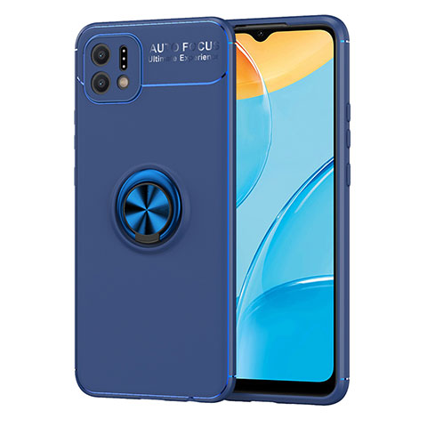 Coque Ultra Fine Silicone Souple Housse Etui avec Support Bague Anneau Aimante Magnetique JM1 pour Oppo A16e Bleu