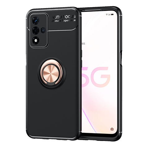 Coque Ultra Fine Silicone Souple Housse Etui avec Support Bague Anneau Aimante Magnetique JM1 pour Oppo A93s 5G Or et Noir