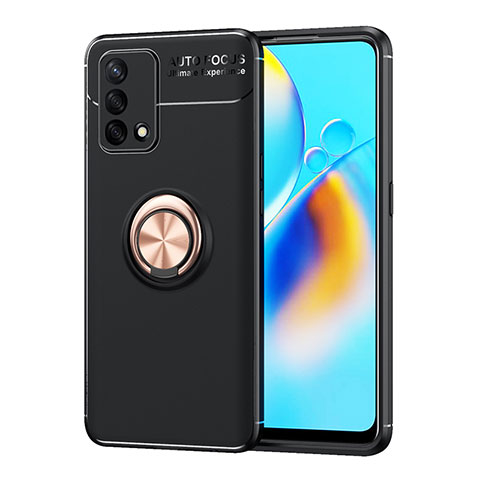 Coque Ultra Fine Silicone Souple Housse Etui avec Support Bague Anneau Aimante Magnetique JM1 pour Oppo A95 4G Or et Noir