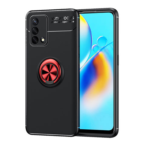 Coque Ultra Fine Silicone Souple Housse Etui avec Support Bague Anneau Aimante Magnetique JM1 pour Oppo A95 4G Rouge et Noir