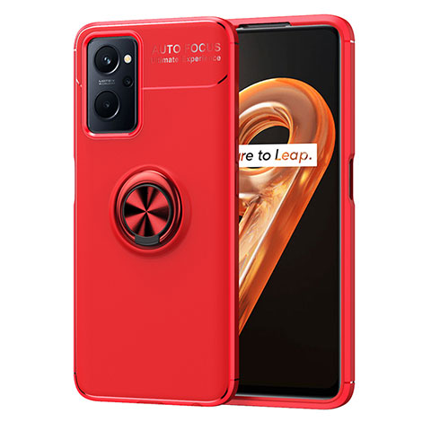 Coque Ultra Fine Silicone Souple Housse Etui avec Support Bague Anneau Aimante Magnetique JM1 pour Oppo A96 4G Rouge