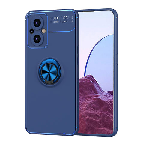 Coque Ultra Fine Silicone Souple Housse Etui avec Support Bague Anneau Aimante Magnetique JM1 pour Oppo A96 5G Bleu