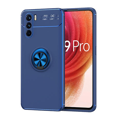 Coque Ultra Fine Silicone Souple Housse Etui avec Support Bague Anneau Aimante Magnetique JM1 pour Oppo K9 Pro 5G Bleu