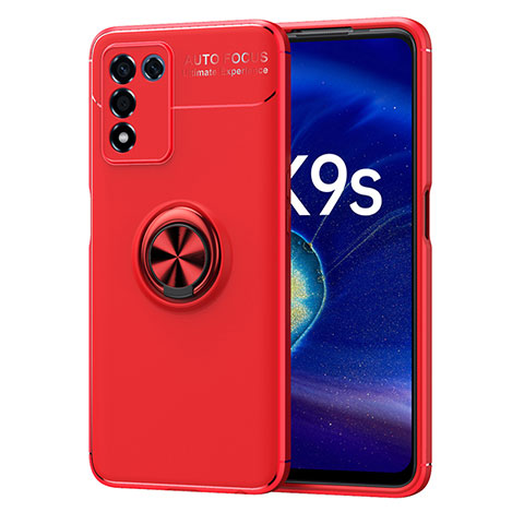 Coque Ultra Fine Silicone Souple Housse Etui avec Support Bague Anneau Aimante Magnetique JM1 pour Realme Q3t 5G Rouge