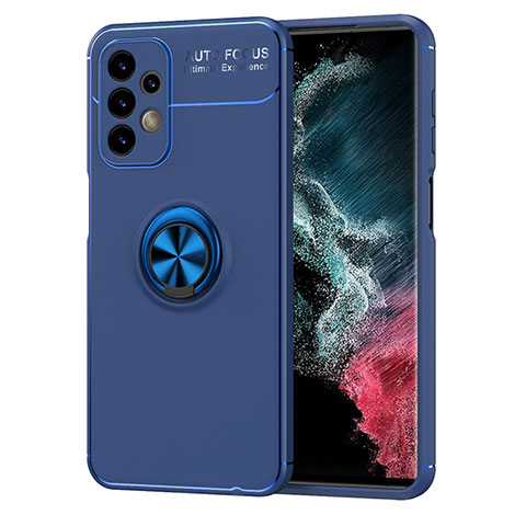 Coque Ultra Fine Silicone Souple Housse Etui avec Support Bague Anneau Aimante Magnetique JM1 pour Samsung Galaxy A23 5G Bleu