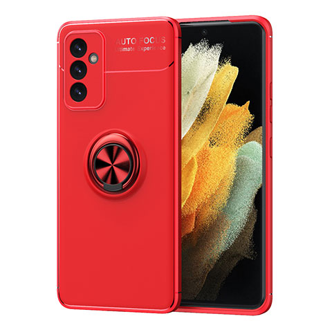 Coque Ultra Fine Silicone Souple Housse Etui avec Support Bague Anneau Aimante Magnetique JM1 pour Samsung Galaxy A24 4G Rouge