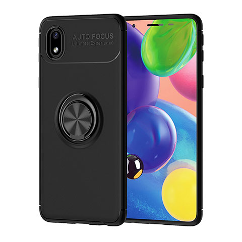 Coque Ultra Fine Silicone Souple Housse Etui avec Support Bague Anneau Aimante Magnetique JM1 pour Samsung Galaxy M01 Core Noir