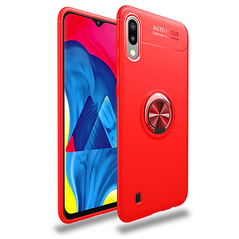 Coque Ultra Fine Silicone Souple Housse Etui avec Support Bague Anneau Aimante Magnetique JM1 pour Samsung Galaxy M10 Rouge