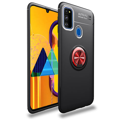 Coque Ultra Fine Silicone Souple Housse Etui avec Support Bague Anneau Aimante Magnetique JM1 pour Samsung Galaxy M30s Rouge et Noir