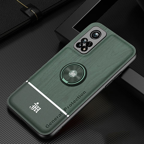 Coque Ultra Fine Silicone Souple Housse Etui avec Support Bague Anneau Aimante Magnetique JM1 pour Xiaomi Mi 10T Pro 5G Vert