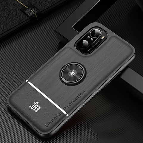 Coque Ultra Fine Silicone Souple Housse Etui avec Support Bague Anneau Aimante Magnetique JM1 pour Xiaomi Mi 11i 5G Noir