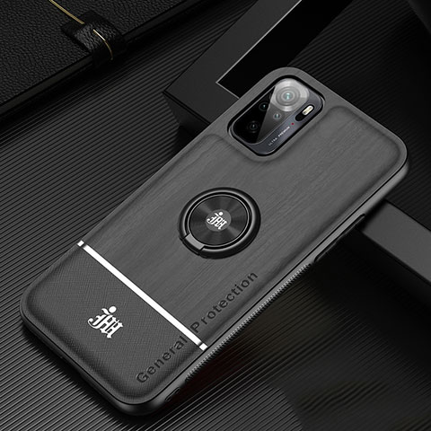 Coque Ultra Fine Silicone Souple Housse Etui avec Support Bague Anneau Aimante Magnetique JM1 pour Xiaomi Poco M5S Noir