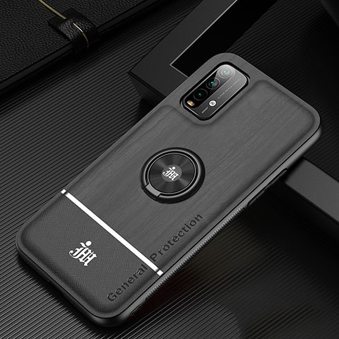 Coque Ultra Fine Silicone Souple Housse Etui avec Support Bague Anneau Aimante Magnetique JM1 pour Xiaomi Redmi 9 Power Noir