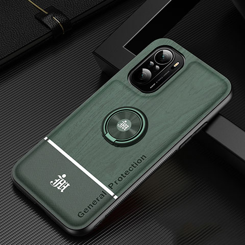 Coque Ultra Fine Silicone Souple Housse Etui avec Support Bague Anneau Aimante Magnetique JM1 pour Xiaomi Redmi K40 Pro 5G Vert