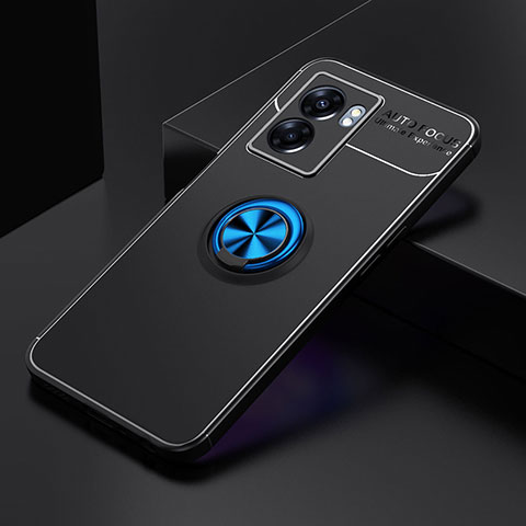 Coque Ultra Fine Silicone Souple Housse Etui avec Support Bague Anneau Aimante Magnetique JM2 pour OnePlus Nord N300 5G Bleu et Noir