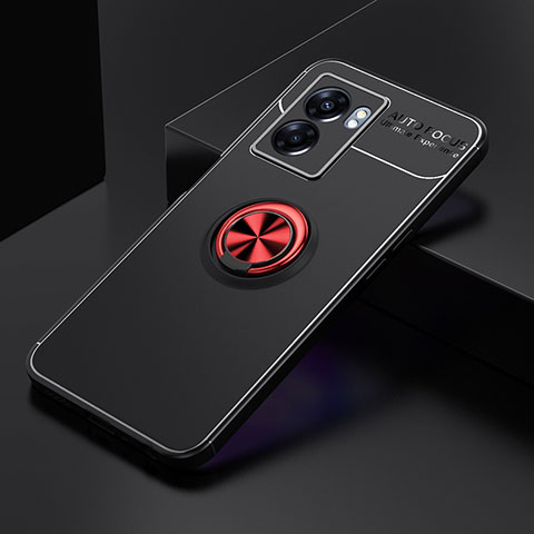 Coque Ultra Fine Silicone Souple Housse Etui avec Support Bague Anneau Aimante Magnetique JM2 pour Oppo A56S 5G Rouge et Noir