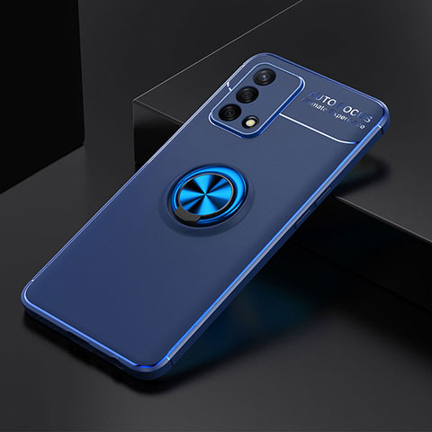 Coque Ultra Fine Silicone Souple Housse Etui avec Support Bague Anneau Aimante Magnetique JM2 pour Oppo A95 4G Bleu