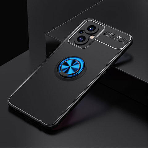 Coque Ultra Fine Silicone Souple Housse Etui avec Support Bague Anneau Aimante Magnetique JM2 pour Oppo F21 Pro 5G Bleu et Noir