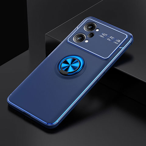 Coque Ultra Fine Silicone Souple Housse Etui avec Support Bague Anneau Aimante Magnetique JM2 pour Oppo K10 Pro 5G Bleu