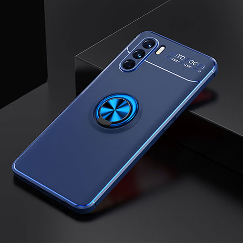 Coque Ultra Fine Silicone Souple Housse Etui avec Support Bague Anneau Aimante Magnetique JM2 pour Oppo K9 Pro 5G Bleu