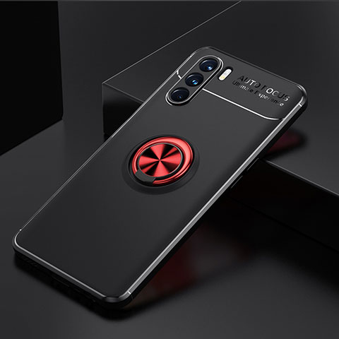 Coque Ultra Fine Silicone Souple Housse Etui avec Support Bague Anneau Aimante Magnetique JM2 pour Oppo K9 Pro 5G Rouge et Noir