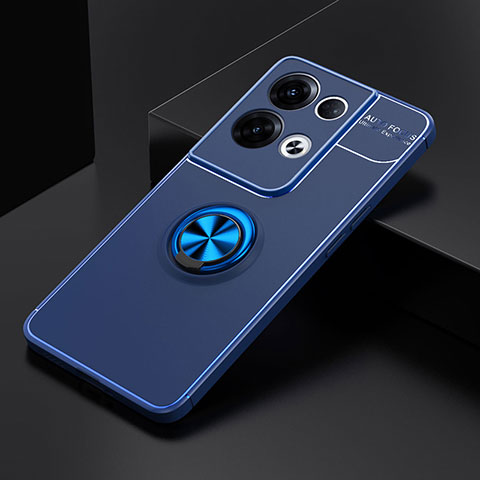 Coque Ultra Fine Silicone Souple Housse Etui avec Support Bague Anneau Aimante Magnetique JM2 pour Oppo Reno9 Pro 5G Bleu