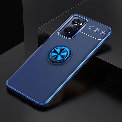 Coque Ultra Fine Silicone Souple Housse Etui avec Support Bague Anneau Aimante Magnetique JM2 pour Realme 9i 4G Bleu