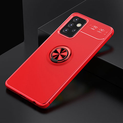 Coque Ultra Fine Silicone Souple Housse Etui avec Support Bague Anneau Aimante Magnetique JM2 pour Samsung Galaxy A52 4G Rouge