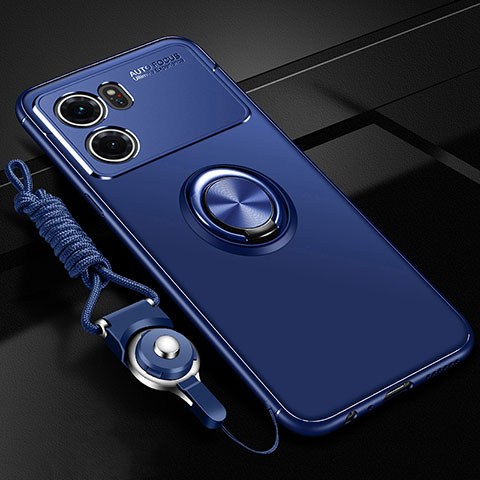 Coque Ultra Fine Silicone Souple Housse Etui avec Support Bague Anneau Aimante Magnetique JM3 pour Oppo K10 5G Bleu